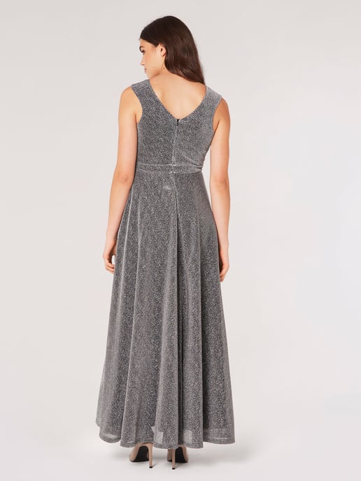 Apricot Shimmer Wrap Maxi Dress - Image 4