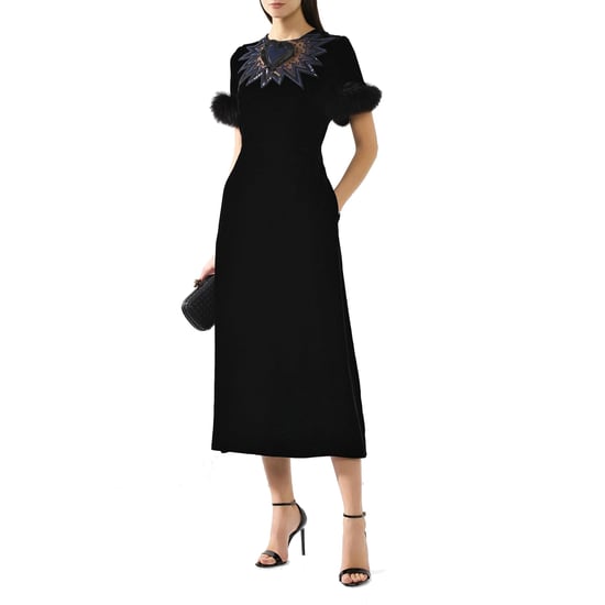 Fendi fluwelen midi-jurk met bontrand - Image 2