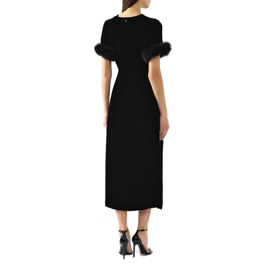 Fendi fluwelen midi-jurk met bontrand - Image 3