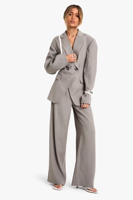 Woven Tailored Barrel Sleeve Wrap Blazer - Image 3