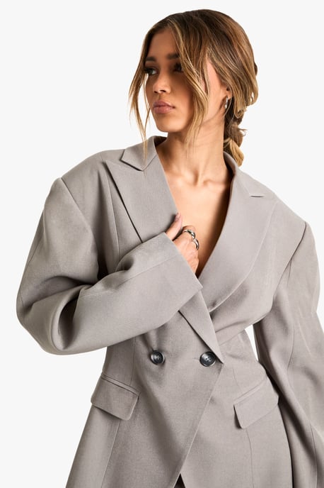 Woven Tailored Barrel Sleeve Wrap Blazer - Image 4