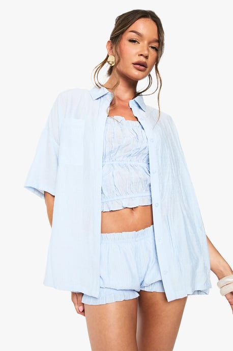 Textured Stripe Short Sleeve Shirt - Image 1
