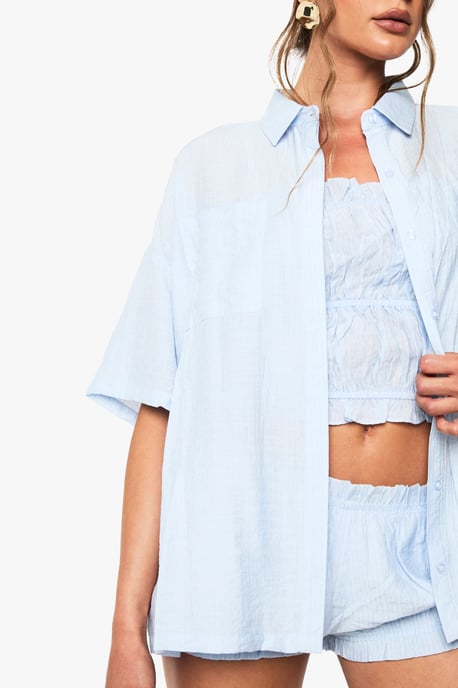 Textured Stripe Short Sleeve Shirt - Image 4