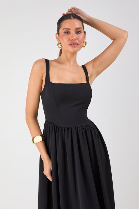 Square Neck A Line Midi Dress - Image 2