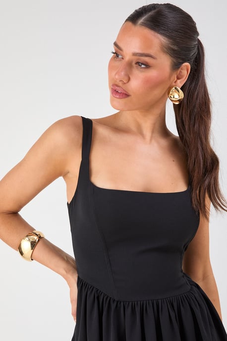 Square Neck A Line Midi Dress - Image 3