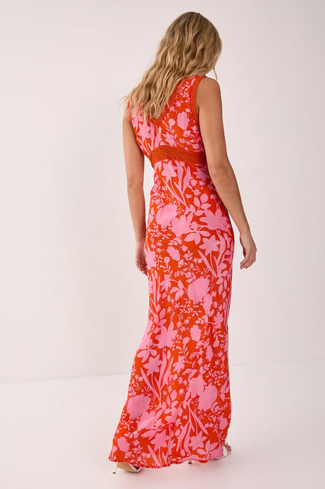 Floral Lace Insert Plunge Maxi Dress - Image 3