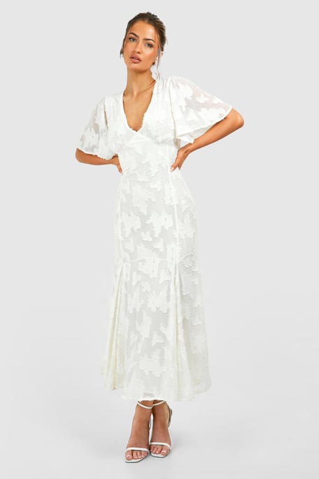 Burnout Floral Angel Sleeve Midaxi Dress - Image 3
