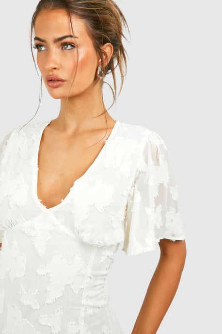 Burnout Floral Angel Sleeve Midaxi Dress - Image 4