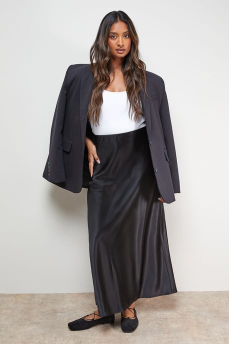 Satin Bias Cut Maxi Skirt - Image 1