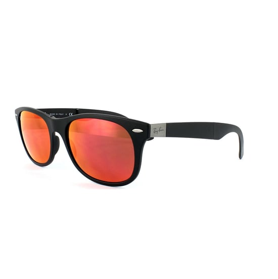 Ray-Ban Rectangle Mens Black Blue Mirror Sunglasses - Image 2