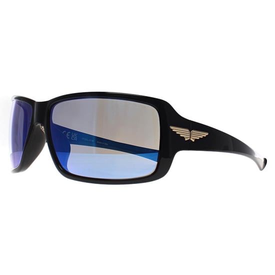 Police Square Herr Shiny Black Smoke Mirror Blue SPLN37M Tailwind 5 - Image 2