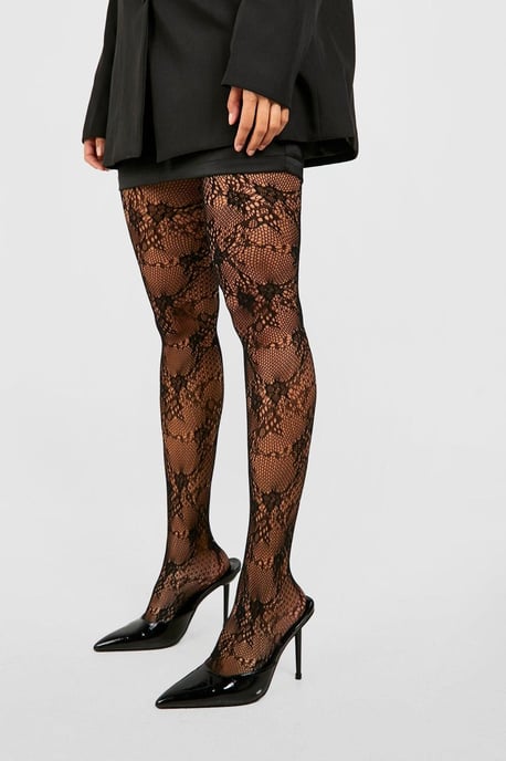 Lace Detail Fishnet Tights - Image 2