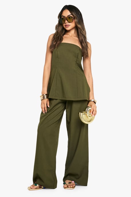 Woven Elasticated Waist Wide Leg Trousers - Image 1
