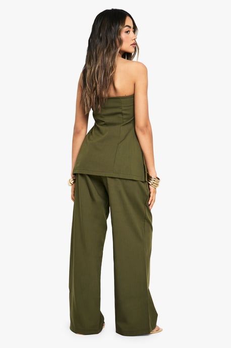 Woven Elasticated Waist Wide Leg Trousers - Image 2