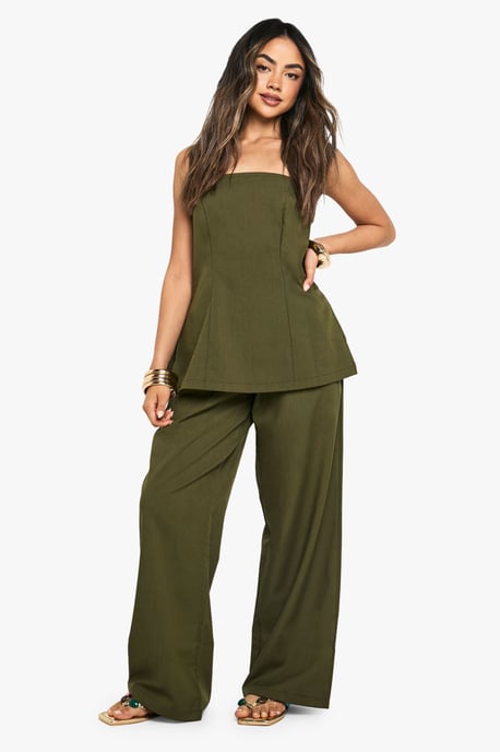 Woven Elasticated Waist Wide Leg Trousers - Image 3