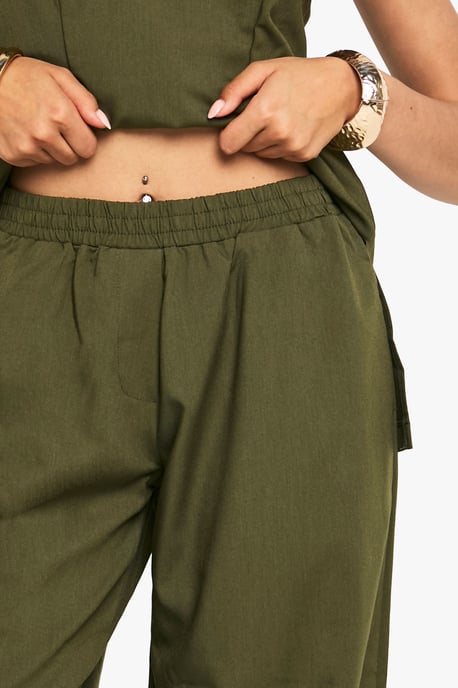 Woven Elasticated Waist Wide Leg Trousers - Image 4