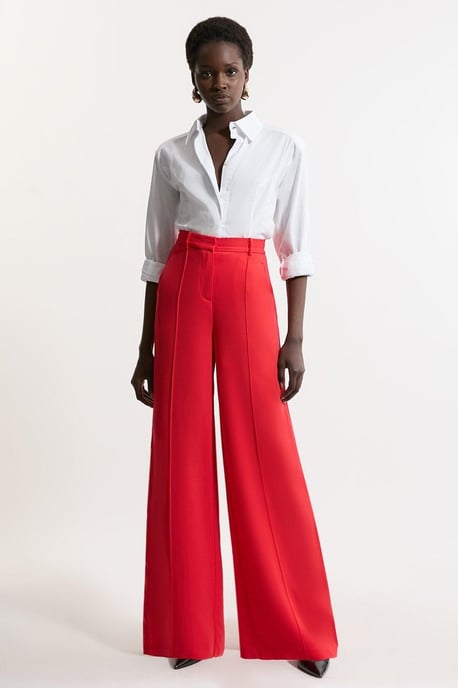 Premium Woven Viscose Crepe Wide Leg Trouser - Image 1