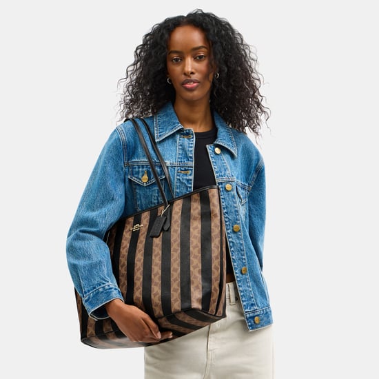 Large City Tote in Stripe Signature Canvas - Image 4