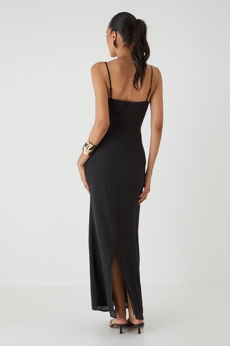 Linen Look Tie Bust Maxi Dress - Image 4