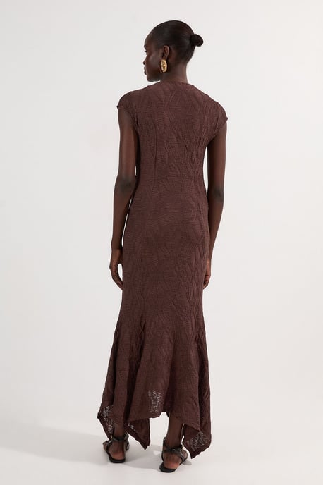 Textured Hanky Hem Short Sleeve Trim Detail Jersey Maxi Dress - Image 5
