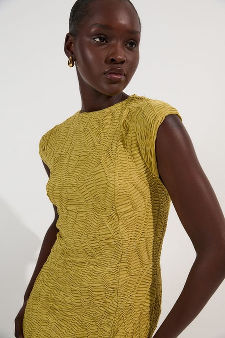 Textured Hanky Hem Short Sleeve Trim Detail Jersey Maxi Dress - Image 3