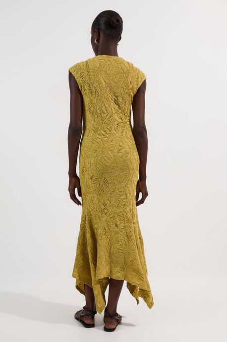 Textured Hanky Hem Short Sleeve Trim Detail Jersey Maxi Dress - Image 5