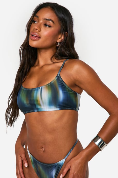 Blurred Print Crop Bikini Top - Image 1