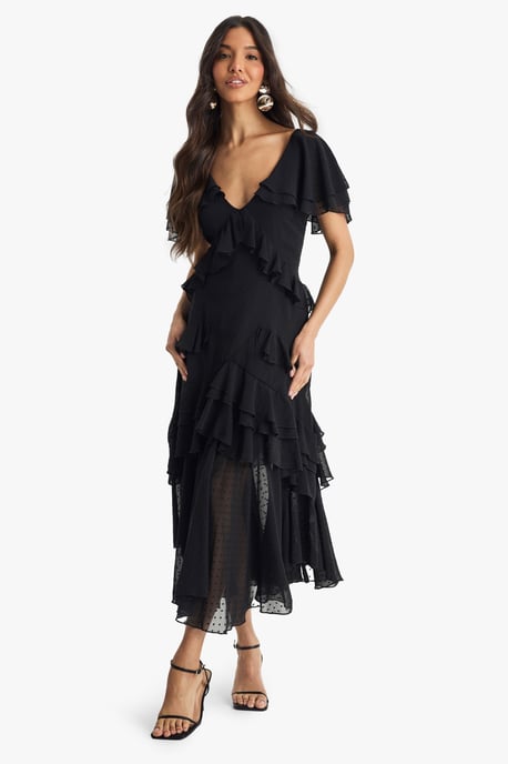 Dobby Frill Detail Maxi Dress - Image 1