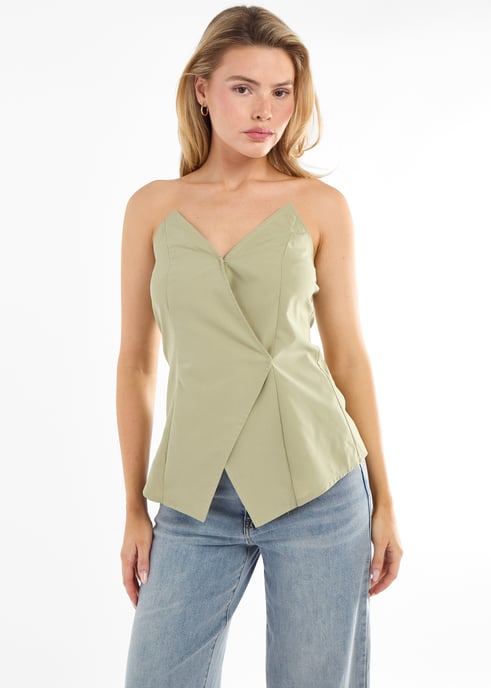 Sage Tall Asymmetric Bandeau Corset Top - Image 2