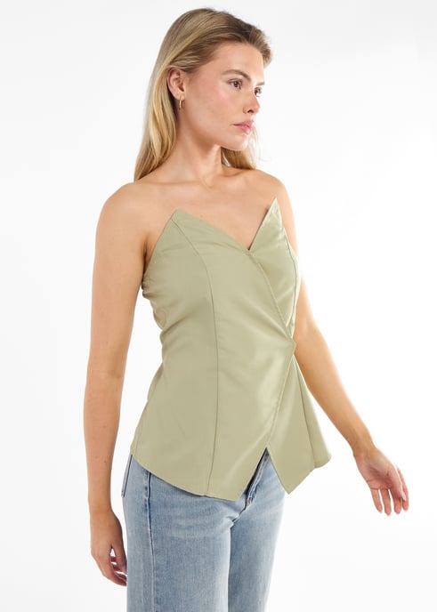 Sage Tall Asymmetric Bandeau Corset Top - Image 3