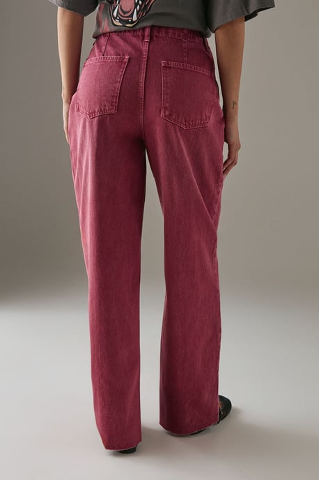Washed Raw Waist Seam Detail Denim Dad Jean - Image 3