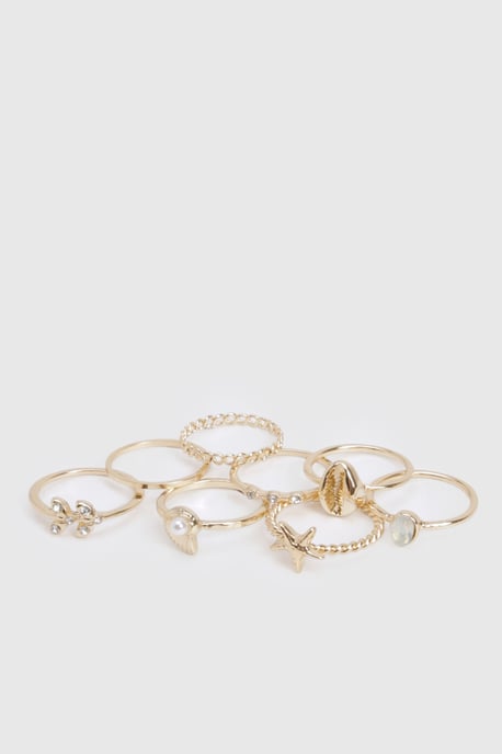 Gold Starfish Shell 8 Pack Rings - Image 2