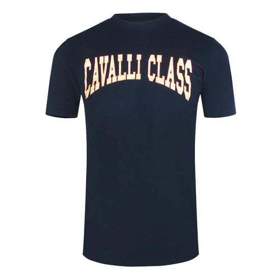 Cavalli Class Varsity Logo Marineblauw T-shirt - Image 1