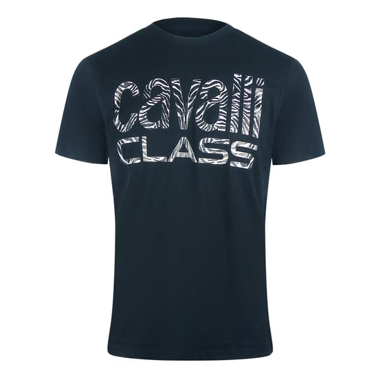 Cavalli Class Opvallend Zebraprint Marineblauw T-shirt - Image 1