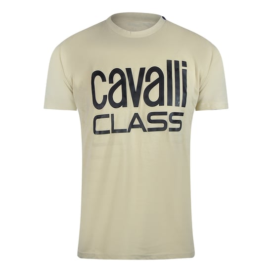 Cavalli Class Bold Logo Beige Zand T-shirt - Image 1