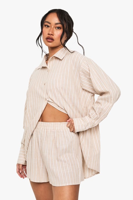 Cotton Tonal Pinstripe Pyjama Short - Image 1