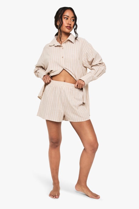 Cotton Tonal Pinstripe Pyjama Short - Image 3