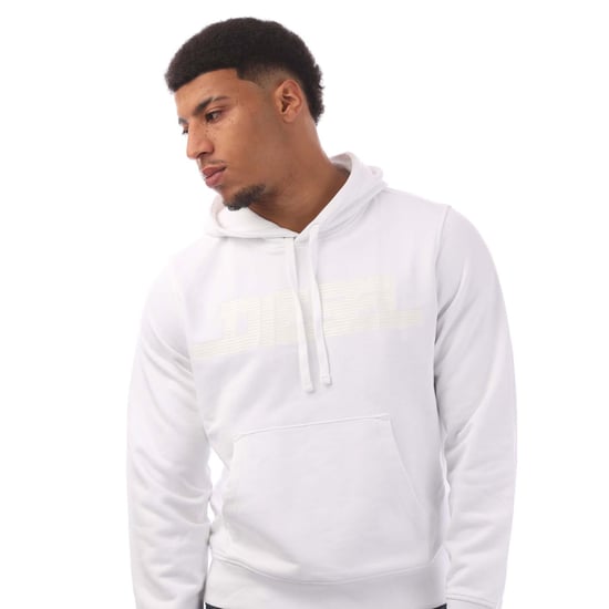 Diesel Monotone Logo Vit Hoodie - Image 2