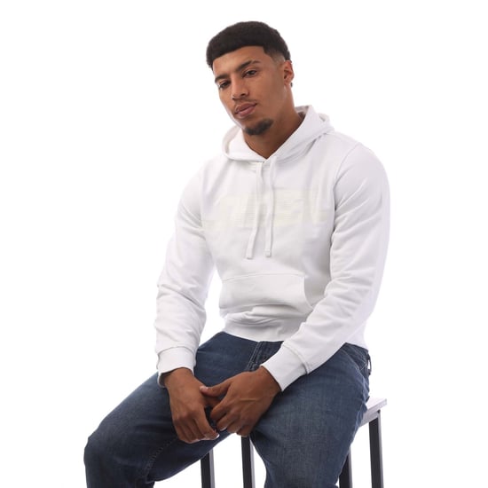 Diesel Monotone Logo Vit Hoodie - Image 4
