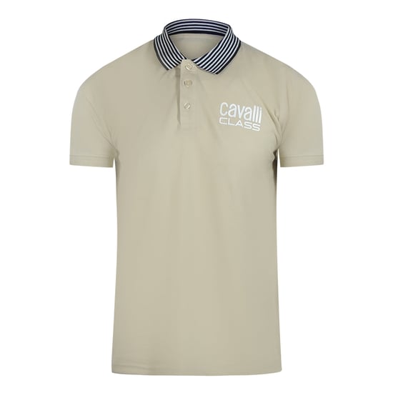 Cavalli Class Gestreepte Beige Poloshirt Met Kraag - Image 1