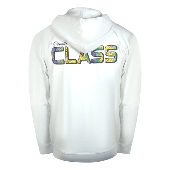 Cavalli Class Bold Floral Logo Off White Zip-up Hoodie - Image 2