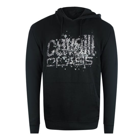 Cavalli Class Gebarsten Gespoten Logo Zwarte Hoodie - Image 1
