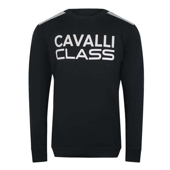 Cavalli Class Taped Shoulders Black Sweatshirt - Image 1