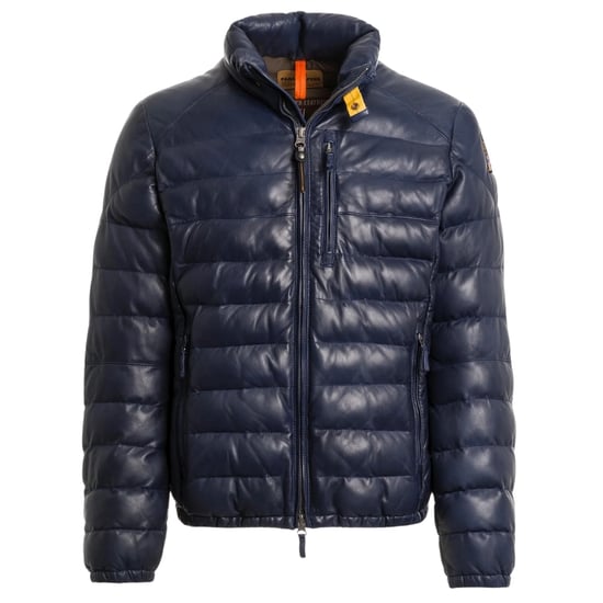 Parajumpers Ernie Peacock Navy Blue Padded Leather Jacket - Image 1