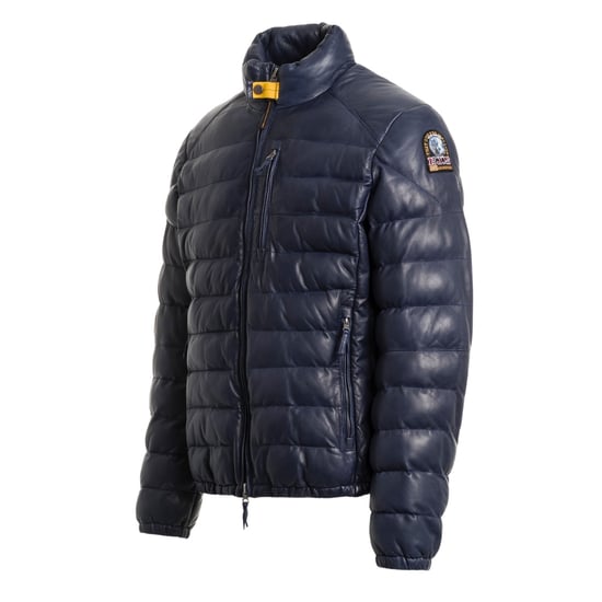 Parajumpers Ernie Peacock Navy Blue Padded Leather Jacket - Image 3