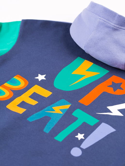 Frugi Boys Bowen Colour Block Hoodie - Purple - Image 5