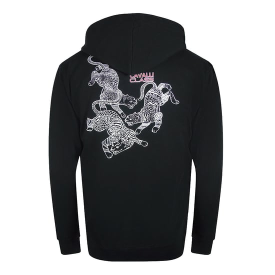 Cavalli Class Traditionele Stijl Luipaardontwerp Zwarte Hoodie Met Ritssluiting - Image 2