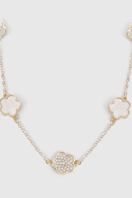 Enamel Embellished Flower Detail Necklace - Image 2