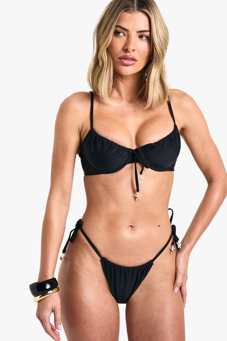 Starfish Shell Trim Tie Front Underwired Bikini Top - Image 1