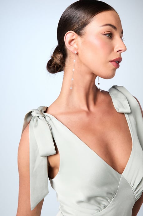 Coast Honoured Satin Back Crepe V Neck Tie Shoulder Maxi Bridesmaid Dress - Image 4